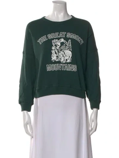Pre-owned The Great Graphic Print Crew Neck Sweatshirt In Green