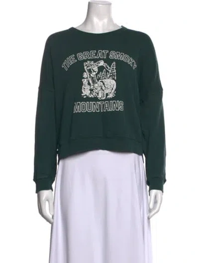 Pre-owned The Great Graphic Print Crew Neck Sweatshirt In Green