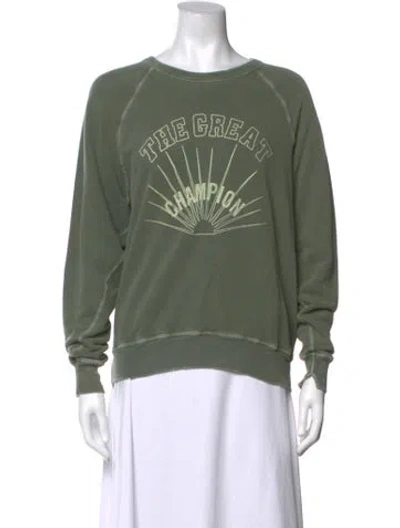 Pre-owned The Great Graphic Print Crew Neck Sweatshirt In Green