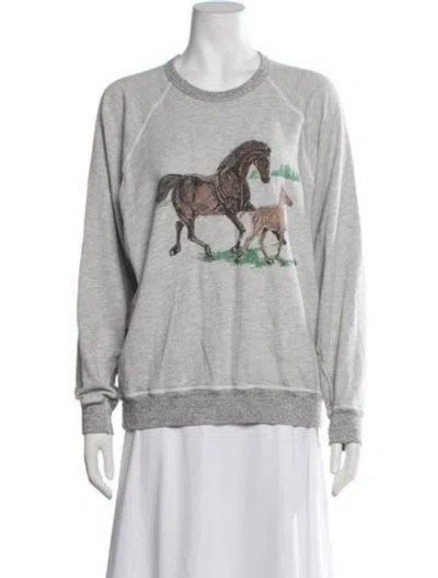 Pre-owned The Great Graphic Print Crew Neck Sweatshirt In Grey