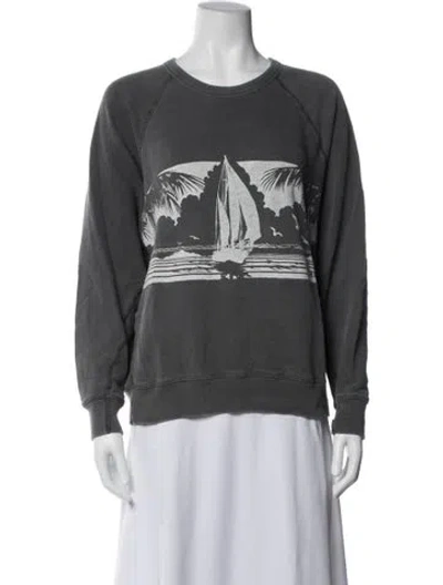 Pre-owned The Great Graphic Print Crew Neck Sweatshirt In Grey