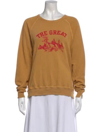 Pre-owned The Great Graphic Print Crew Neck Sweatshirt In Orange