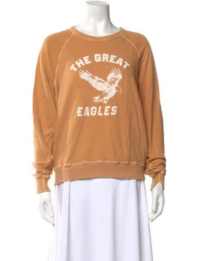 Pre-owned The Great Graphic Print Crew Neck Sweatshirt In Orange