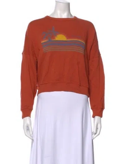 Pre-owned The Great Graphic Print Crew Neck Sweatshirt In Orange