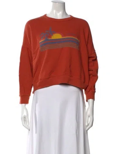 Pre-owned The Great Graphic Print Crew Neck Sweatshirt In Orange