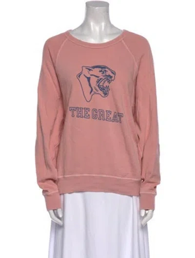 Pre-owned The Great Graphic Print Crew Neck Sweatshirt In Pink