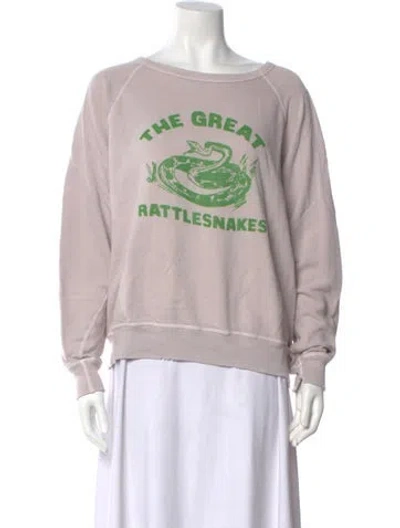 Pre-owned The Great Graphic Print Crew Neck Sweatshirt In Pink