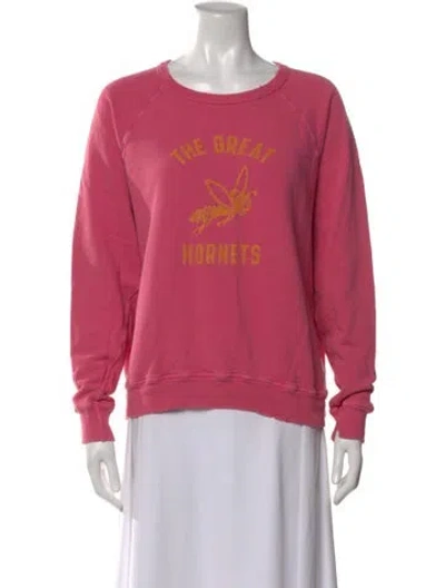 Pre-owned The Great Graphic Print Crew Neck Sweatshirt In Pink