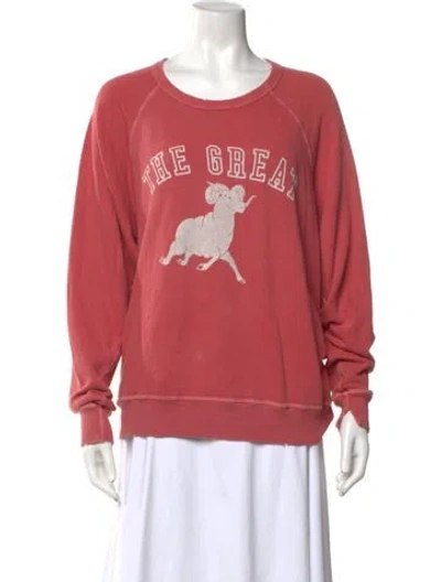 Pre-owned The Great Graphic Print Crew Neck Sweatshirt In Pink
