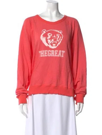 Pre-owned The Great Graphic Print Crew Neck Sweatshirt In Pink