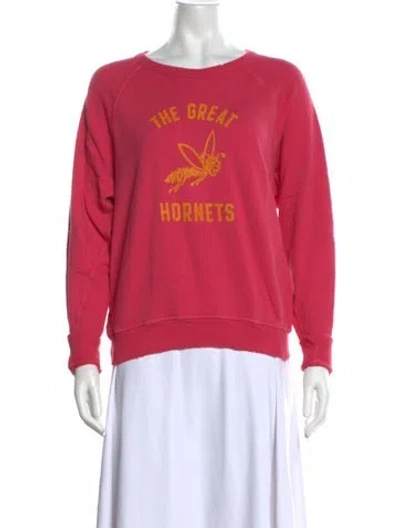 Pre-owned The Great Graphic Print Crew Neck Sweatshirt In Pink
