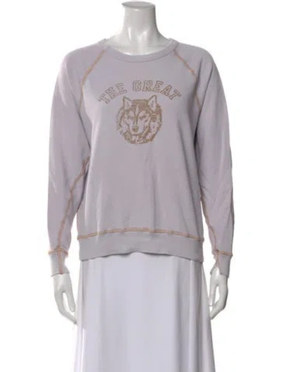 Pre-owned The Great Graphic Print Crew Neck Sweatshirt In Purple
