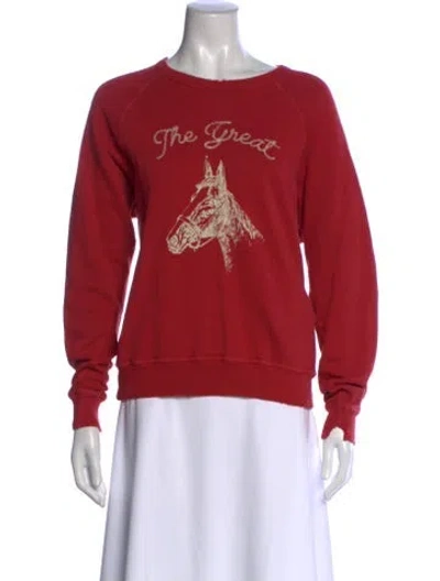 Pre-owned The Great Graphic Print Crew Neck Sweatshirt In Red