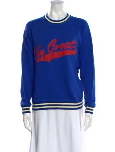 Pre-owned The Great Graphic Print Crew Neck Sweatshirt W/ Tags In Blue