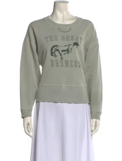Pre-owned The Great Graphic Print Crew Neck Sweatshirt W/ Tags In Green