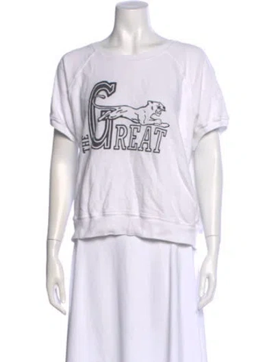 Pre-owned The Great Graphic Print Crew Neck Sweatshirt In White