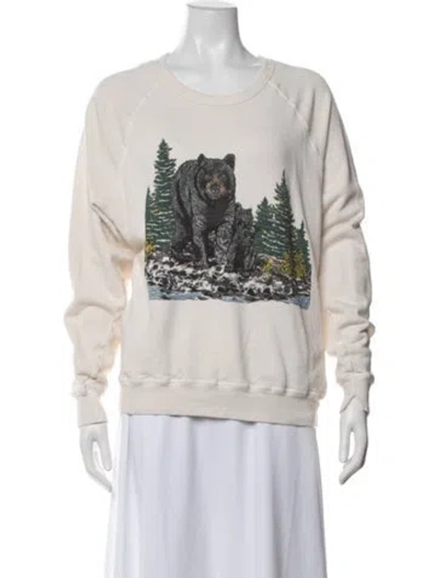 Pre-owned The Great Graphic Print Crew Neck Sweatshirt In White