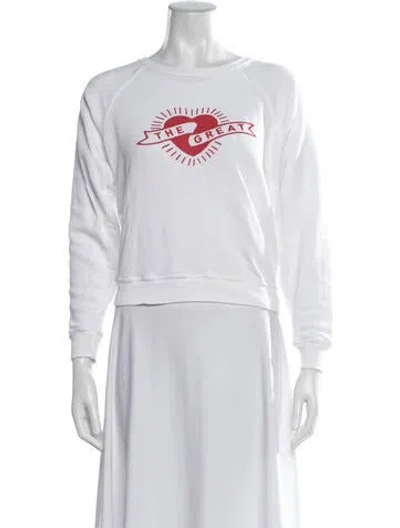 Pre-owned The Great Graphic Print Crew Neck Sweatshirt In White
