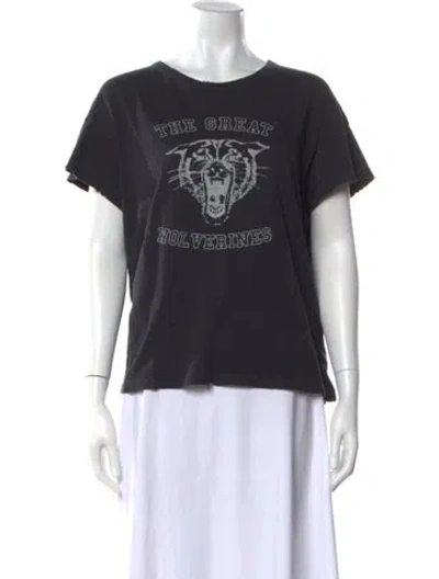 Pre-owned The Great Graphic Print Crew Neck T-shirt In Black