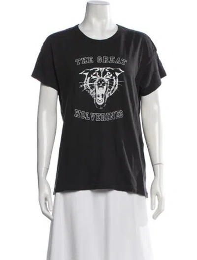 Pre-owned The Great Graphic Print Crew Neck T-shirt In Black