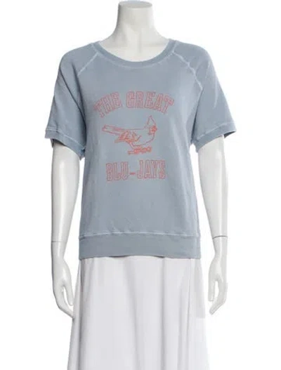 Pre-owned The Great Graphic Print Crew Neck T-shirt In Blue