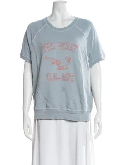Pre-owned The Great Graphic Print Crew Neck T-shirt In Blue