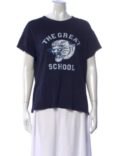 Pre-owned The Great Graphic Print Crew Neck T-shirt In Blue