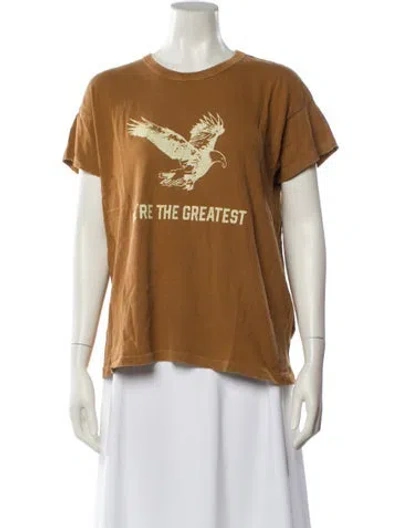Pre-owned The Great Graphic Print Crew Neck T-shirt In Brown