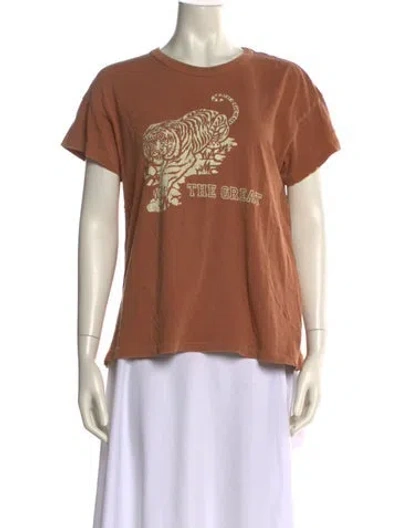 Pre-owned The Great Graphic Print Crew Neck T-shirt In Brown