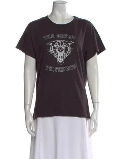 Pre-owned The Great Graphic Print Crew Neck T-shirt In Brown