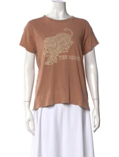 Pre-owned The Great Graphic Print Crew Neck T-shirt In Brown/neutrals