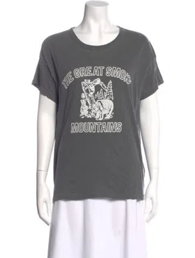 Pre-owned The Great Graphic Print Crew Neck T-shirt In Gray