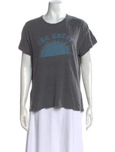 Pre-owned The Great Graphic Print Crew Neck T-shirt In Grey