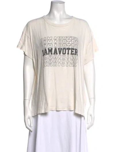Pre-owned The Great Graphic Print Crew Neck T-shirt In Neutrals