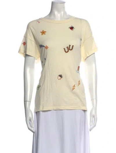 Pre-owned The Great Graphic Print Crew Neck T-shirt In Neutrals