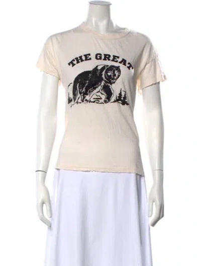 Pre-owned The Great Graphic Print Crew Neck T-shirt In Neutrals