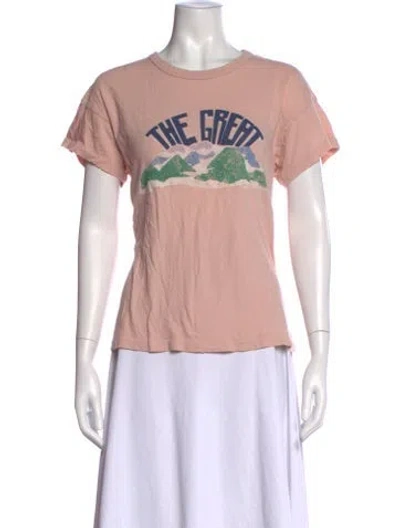 Pre-owned The Great Graphic Print Crew Neck T-shirt In Pink