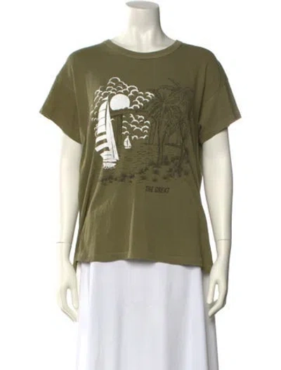 Pre-owned The Great Graphic Print Crew Neck T-shirt W/ Tags In Green