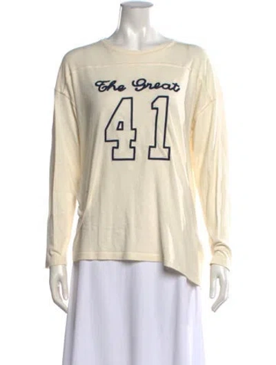 Pre-owned The Great Graphic Print Crew Neck T-shirt W/ Tags In Neutrals