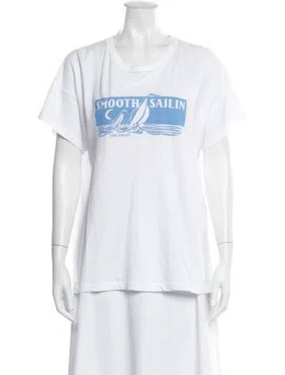 Pre-owned The Great Graphic Print Crew Neck T-shirt In White