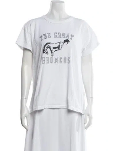 Pre-owned The Great Graphic Print Crew Neck T-shirt In White