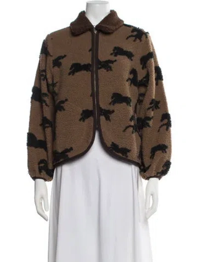 Pre-owned The Great Graphic Print Jacket In Brown