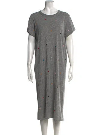 Pre-owned The Great Graphic Print Midi Length Dress In Grey