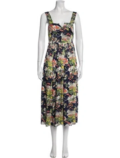 Pre-owned The Great Graphic Print Midi Length Dress In Multi