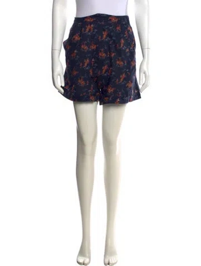 Pre-owned The Great Graphic Print Mini Shorts W/ Tags In Blue
