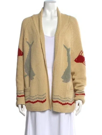 Pre-owned The Great Graphic Print Open Front Sweater In Neutral