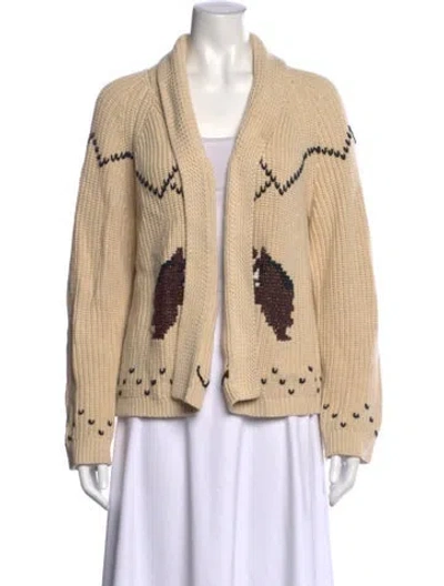 Pre-owned The Great Graphic Print Open Front Sweater In Neutral