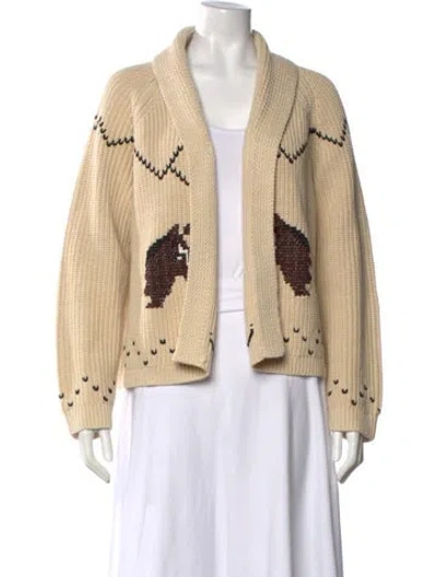 Pre-owned The Great Graphic Print Open Front Sweater In Neutral