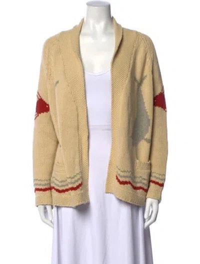 Pre-owned The Great Graphic Print Open Front Sweater In Neutrals