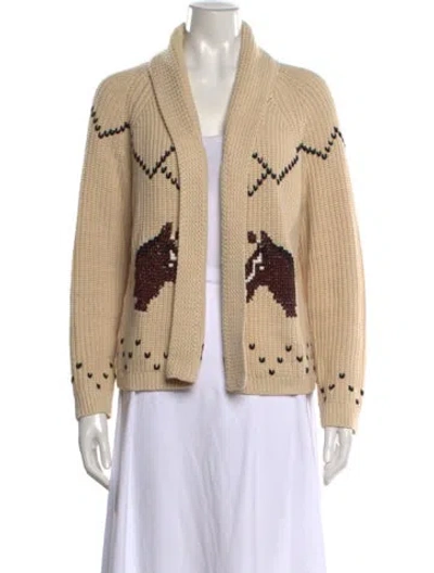 Pre-owned The Great Graphic Print Open Front Sweater In Neutrals